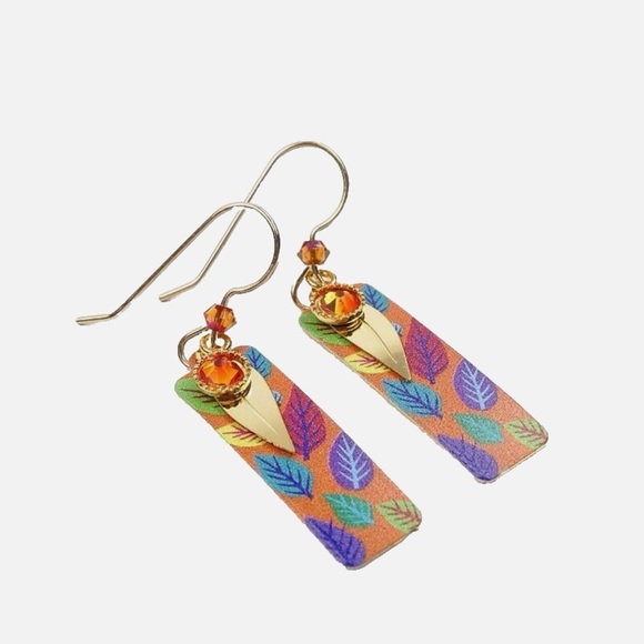 🧡 Adajio Multi-Color Fall Leaves with gold plated Leaf Earrings - Picture 4 of 4